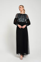 Dariane Black Sequin Maxi Dress 