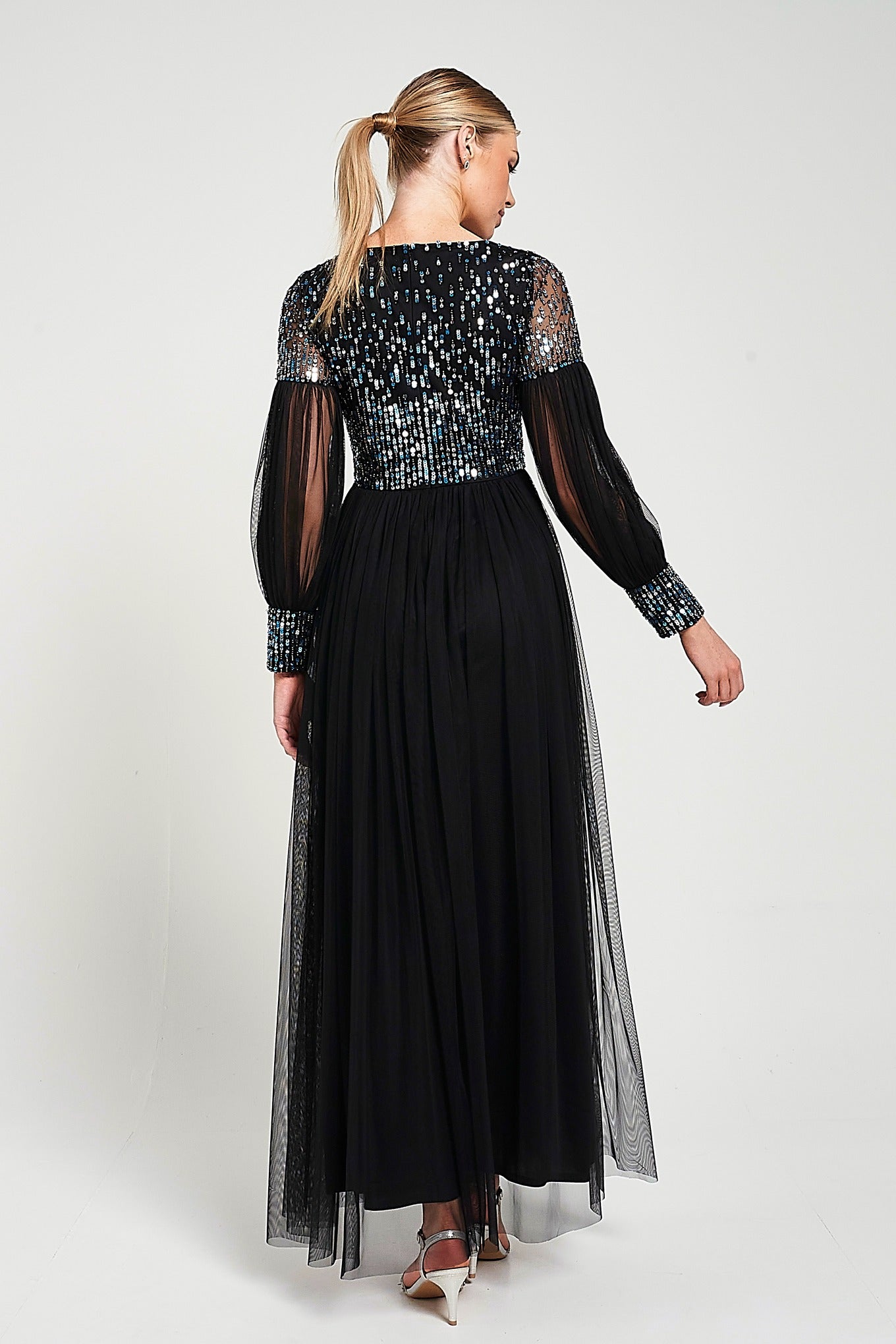 Dariane Black Sequin Maxi Dress 
