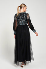 Dariane Black Sequin Maxi Dress 