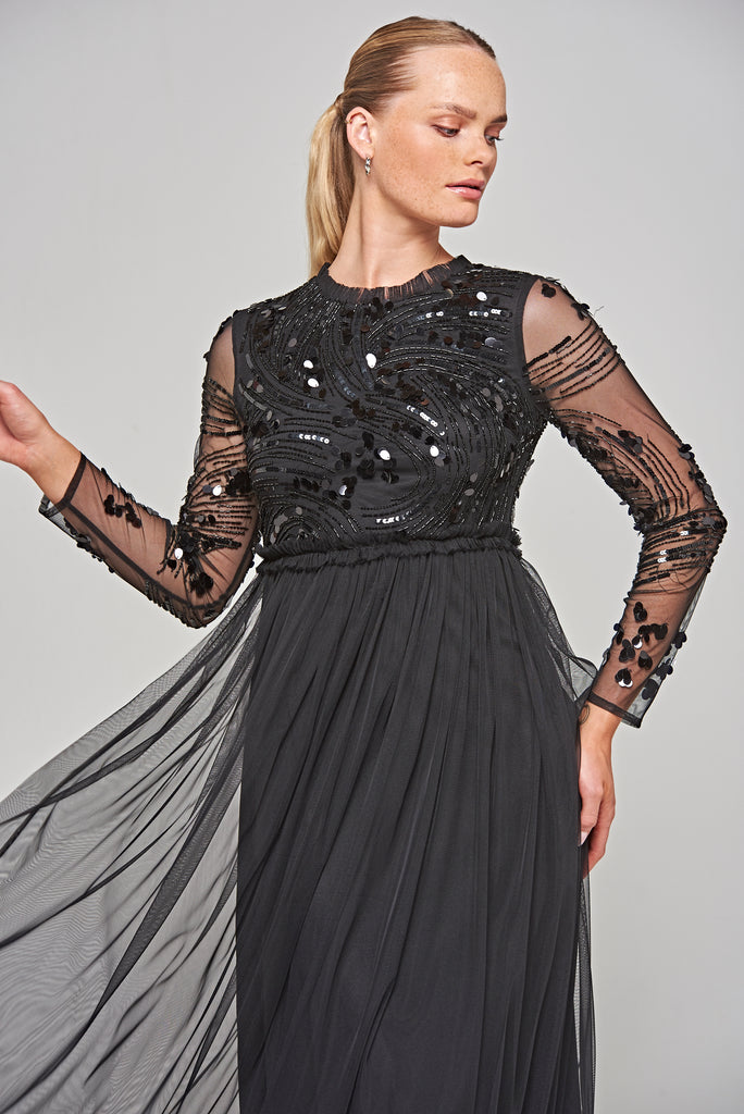 Darlene Sequin Maxi Dress - Black