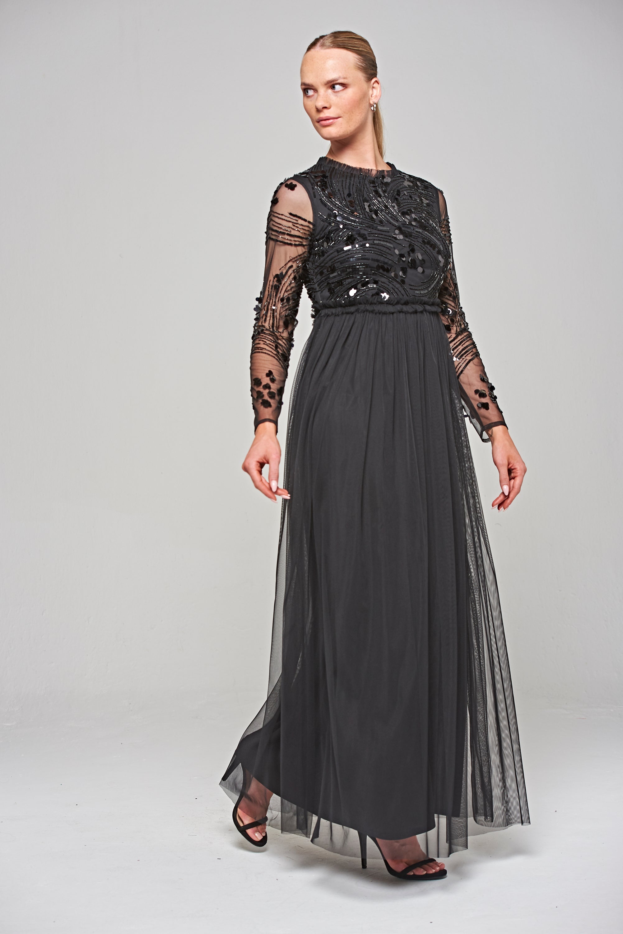 Darlene Sequin Maxi Dress - Black