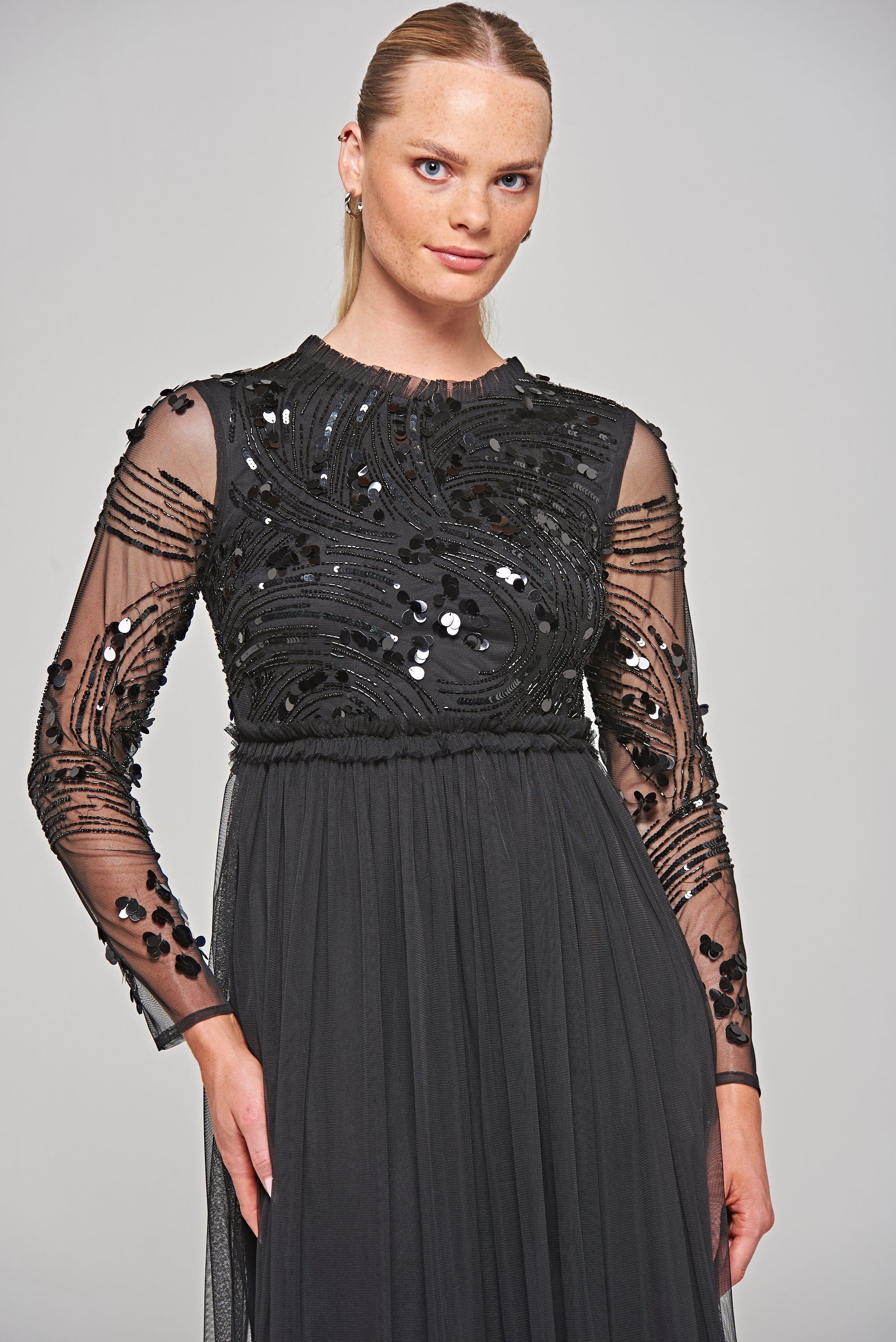 Darlene Sequin Maxi Dress - Black