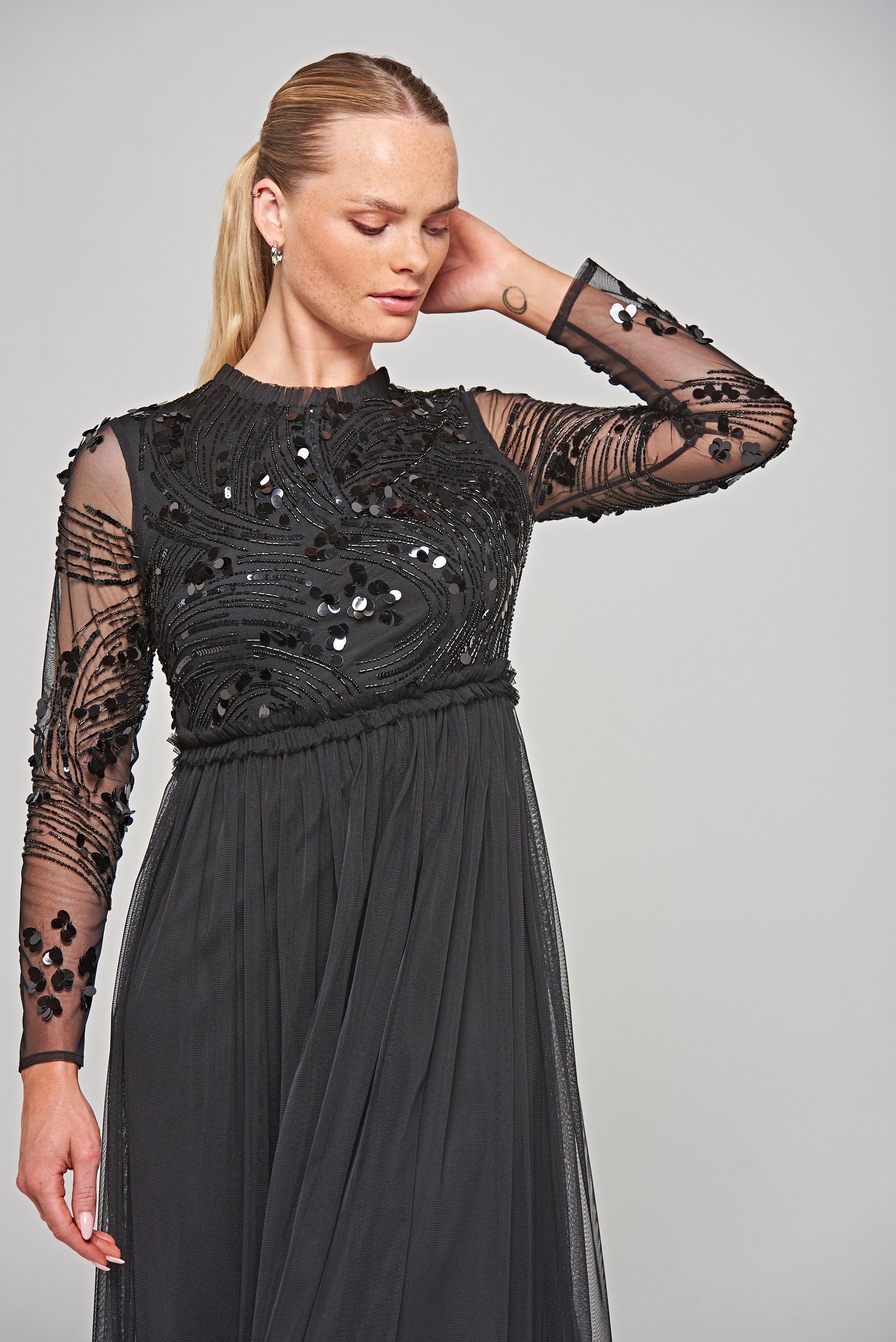 Darlene Sequin Maxi Dress - Black