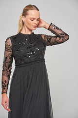 Darlene Sequin Maxi Dress - Black