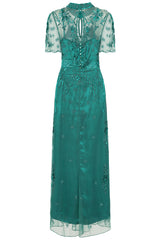 Darya Alpine Green Embellished Maxi Dress