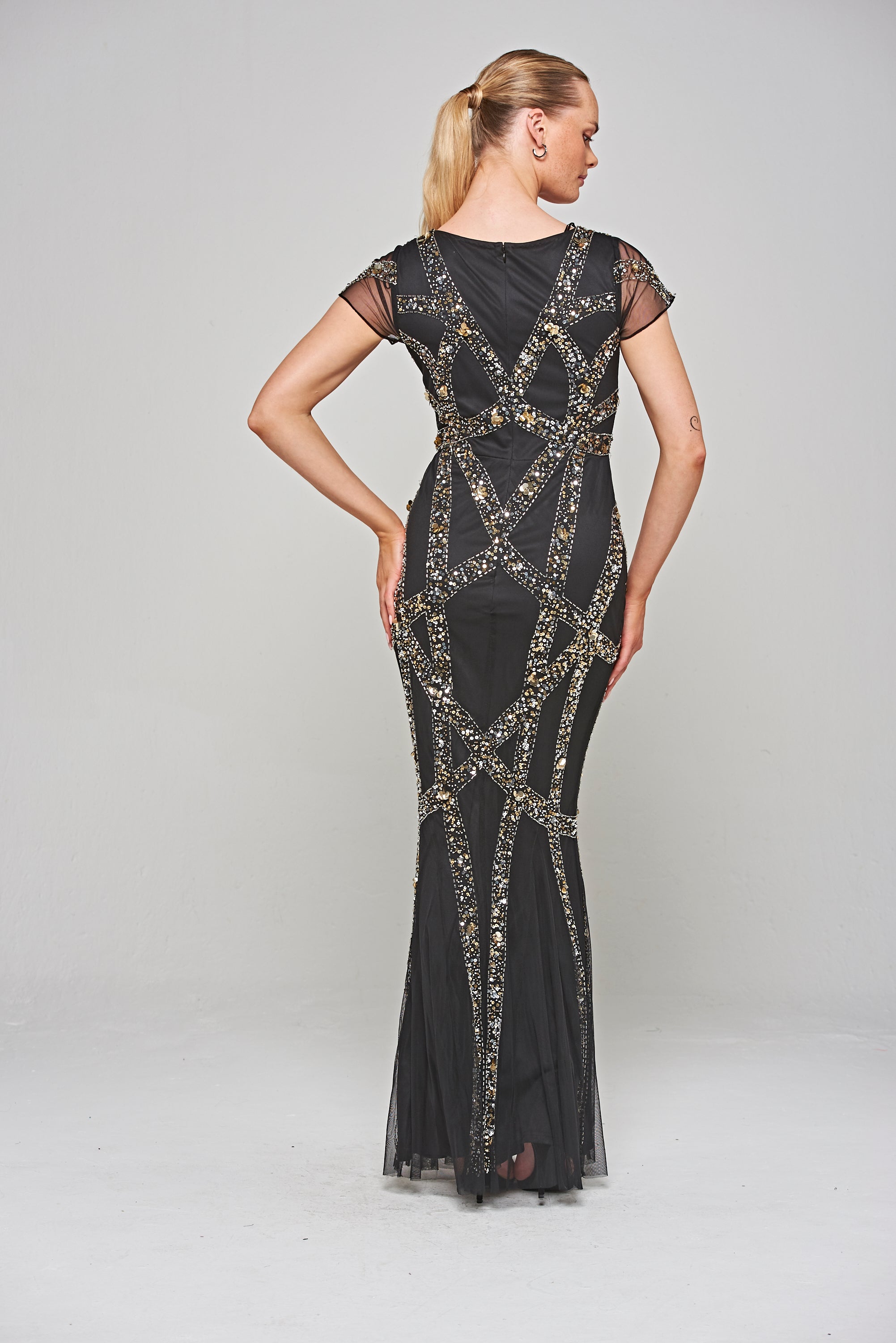 Deanna Sequin Maxi Dress in Black