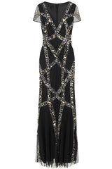 Deanna Sequin Maxi Dress in Black