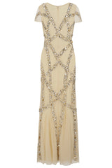 Deanna Sequin Maxi Dress in Champagne