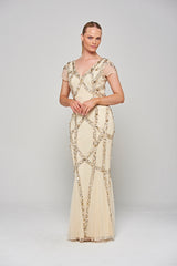 Deanna Sequin Maxi Dress in Champagne