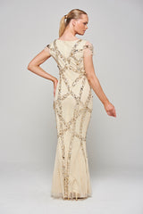 Deanna Sequin Maxi Dress in Champagne