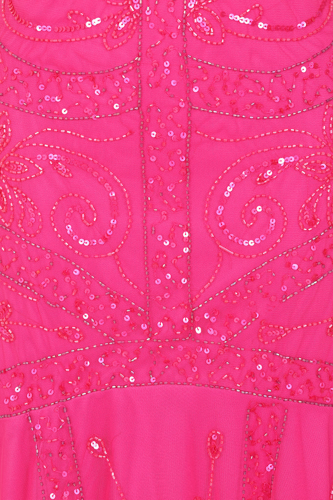 Della Embellished Maxi Dress in Fuchsia Pink