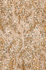 Donna Gold Embellished Cape Sleeve Maxi Dress