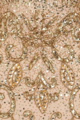 Donna Gold Embellished Cape Sleeve Maxi Dress