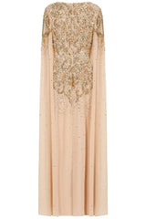 Donna Gold Embellished Cape Sleeve Maxi Dress