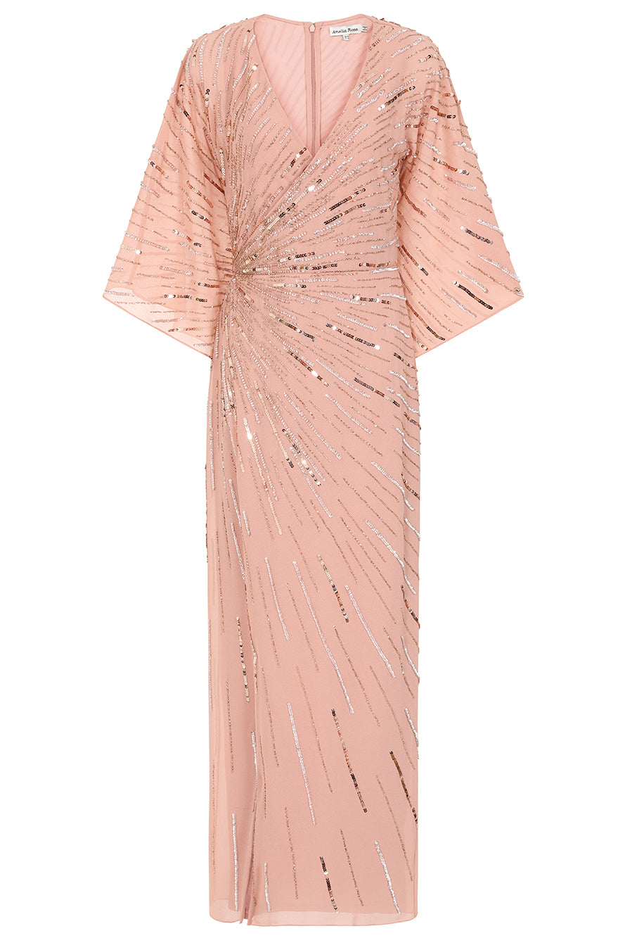 Dora Blush Embellished Maxi Dress
