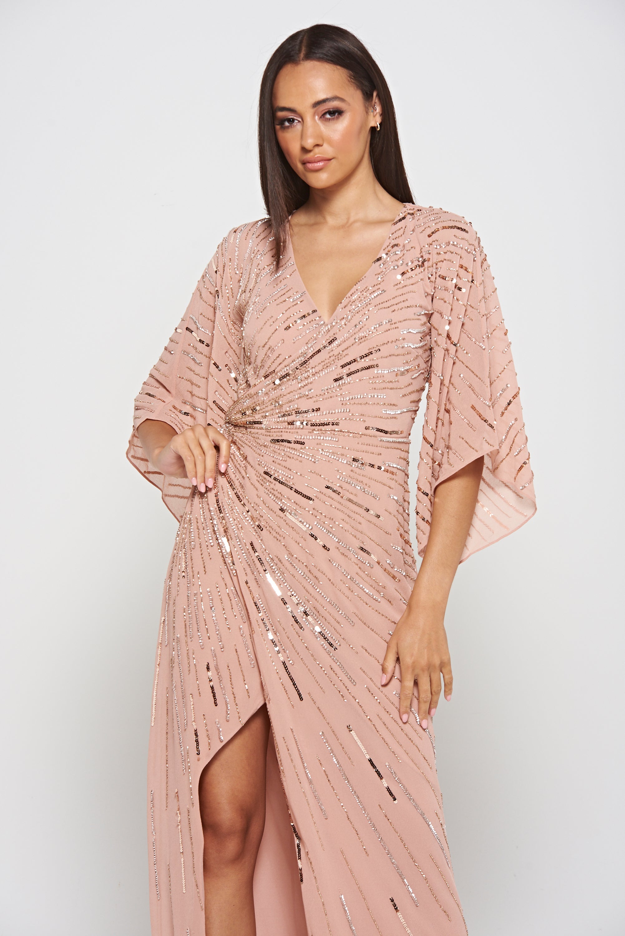 Dora Blush Embellished Maxi Dress