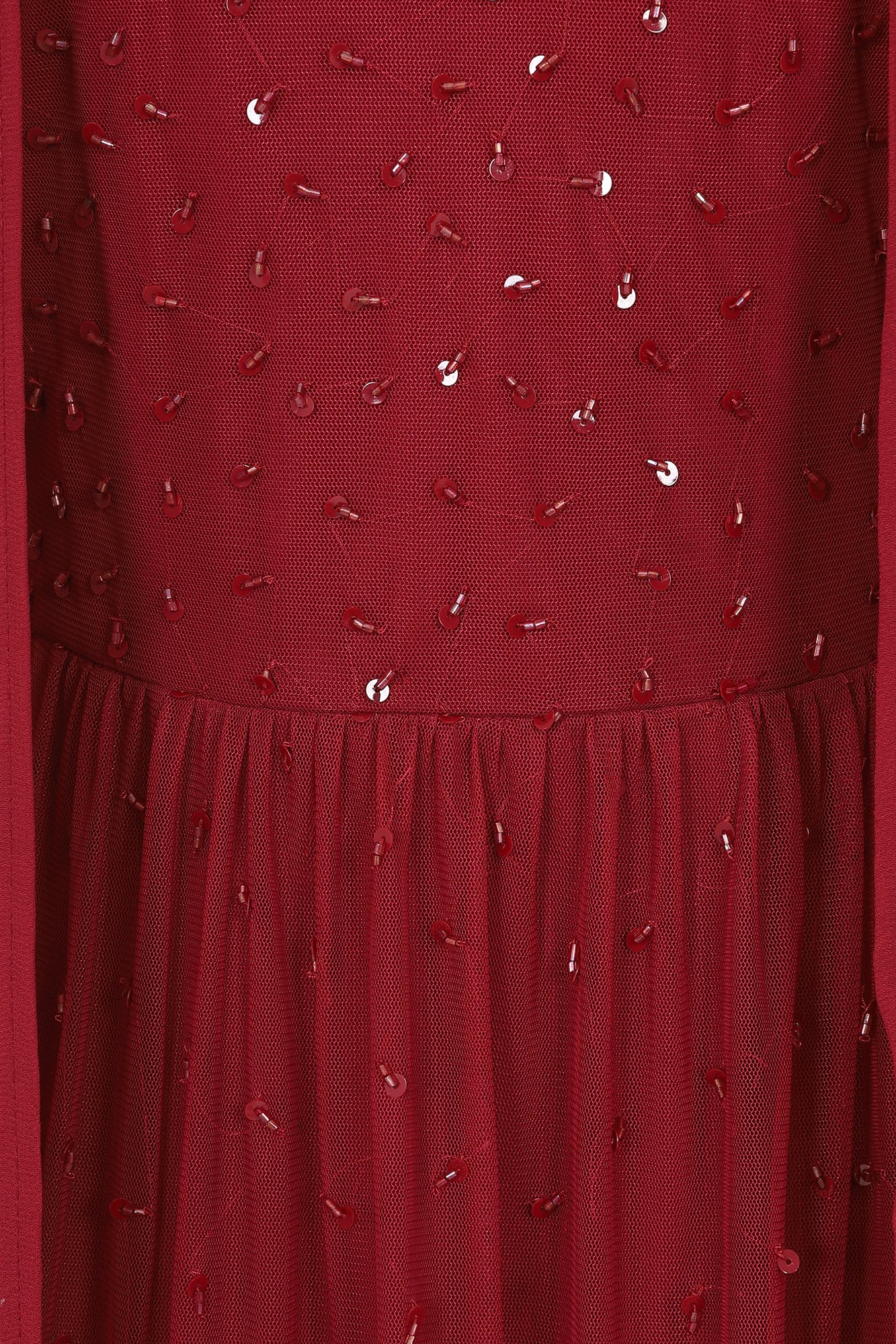 Dorothy Sequin Midi Dress with Cape - Burgundy