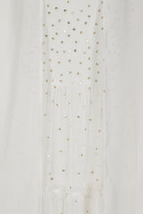 Dorothy Sequin Midi Dress with Cape - White