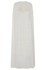 Dorothy Sequin Midi Dress with Cape - White