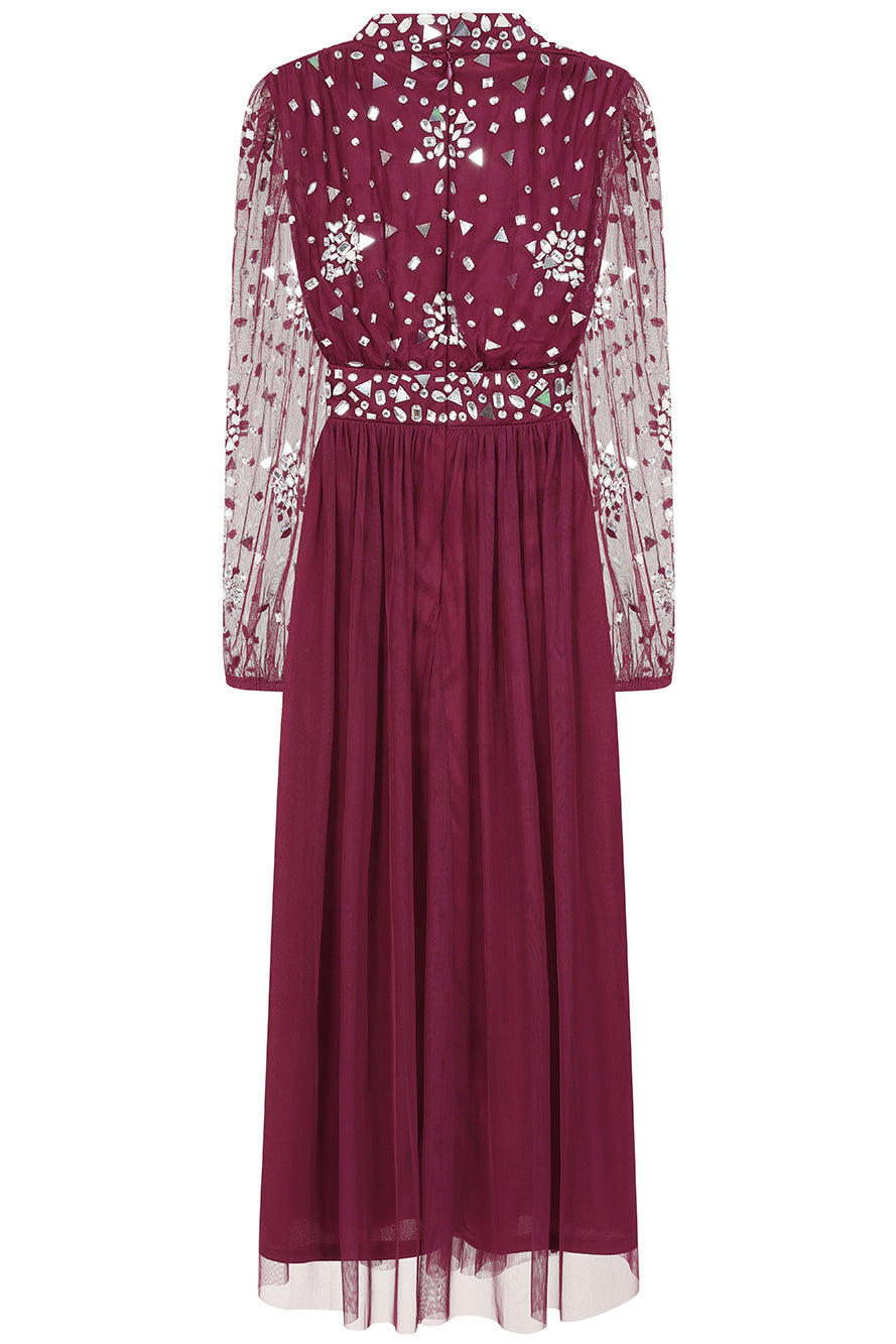 Dosia Berry Embellished Midi Dress