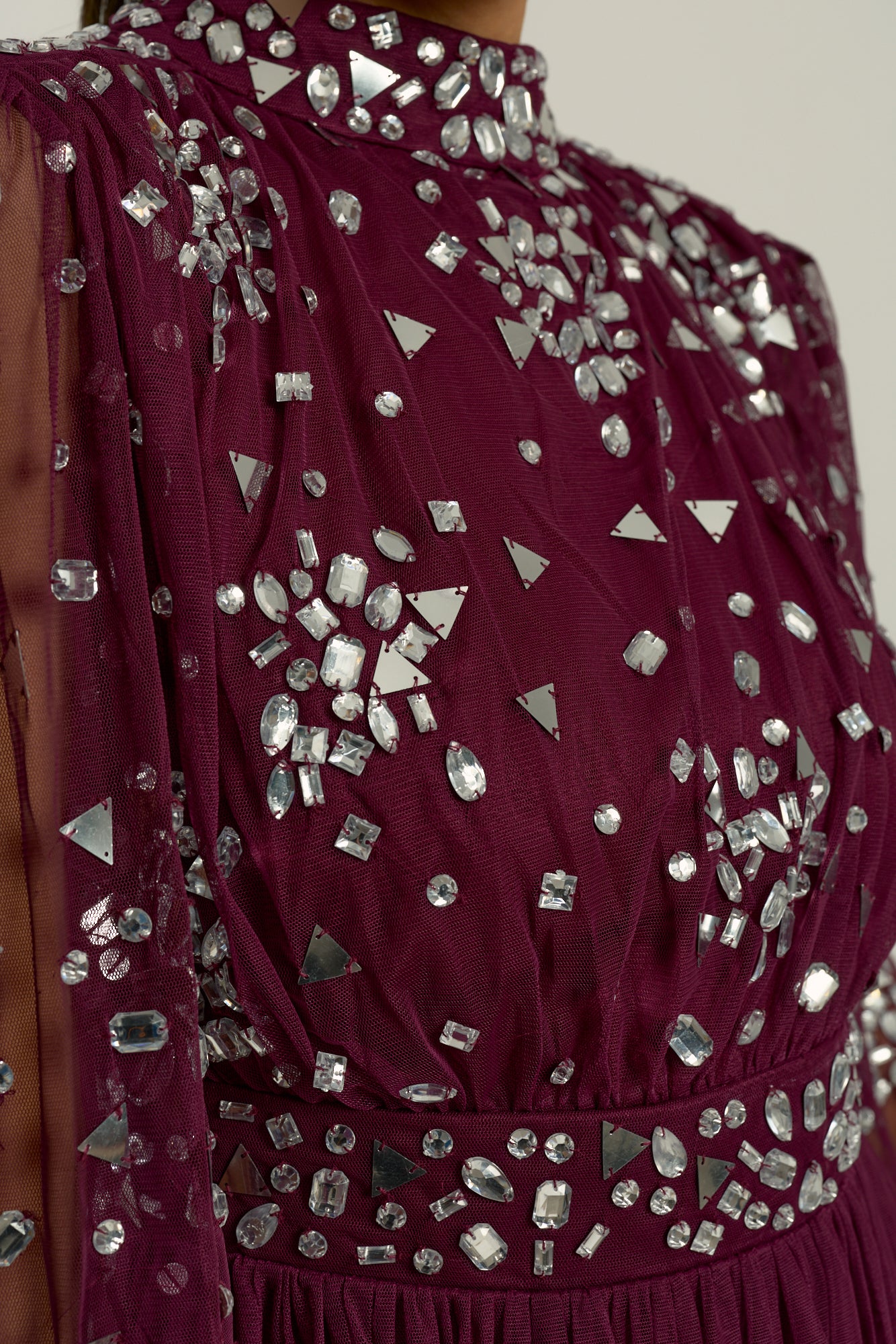 Dosia Berry Embellished Midi Dress