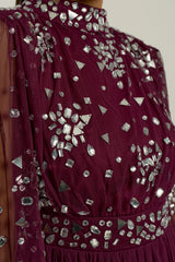 Dosia Berry Embellished Midi Dress