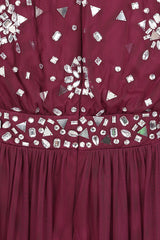 Dosia Berry Embellished Midi Dress