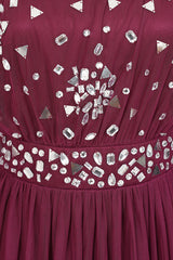 Dosia Berry Embellished Midi Dress