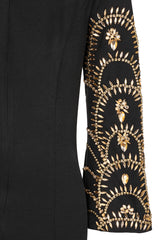 Ebba Black Maxi Dress with Embellished Sleeves