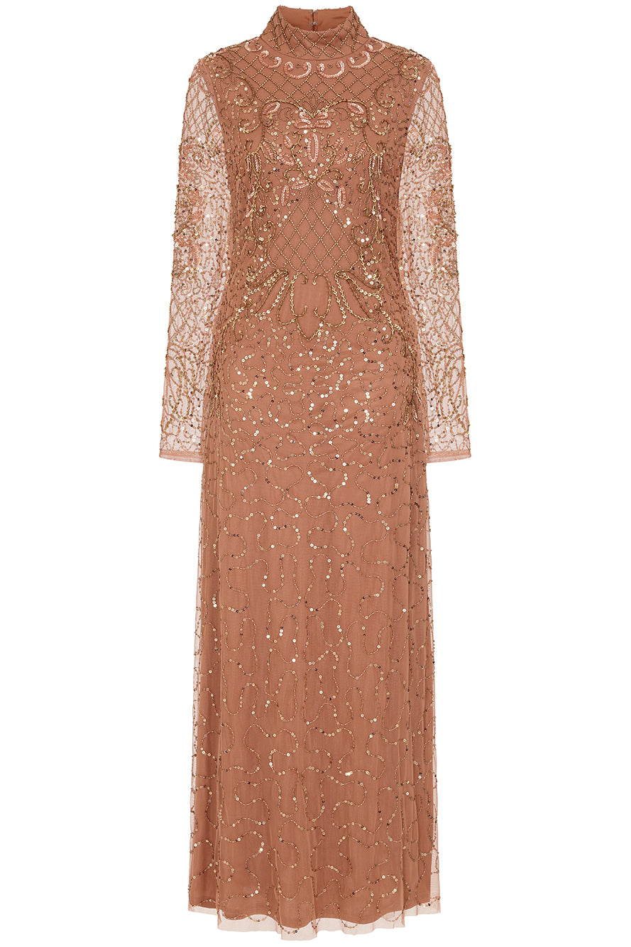 Edina Bronze Embellished Maxi Dress