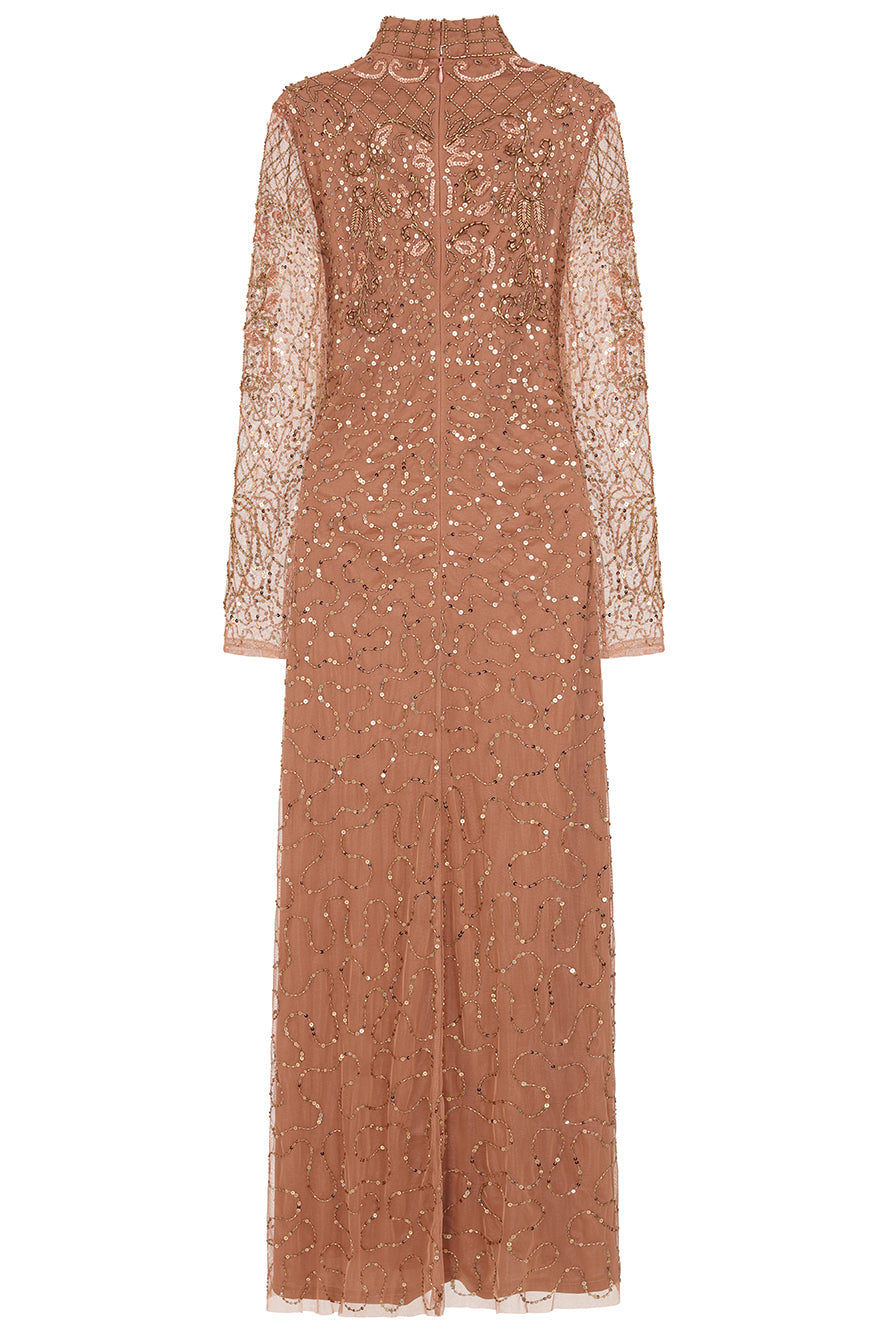 Edina Bronze Embellished Maxi Dress