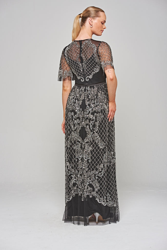 Edith Embellished Maxi Dress - Black 
