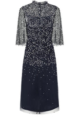 Edna Navy Sequin Midi Dress