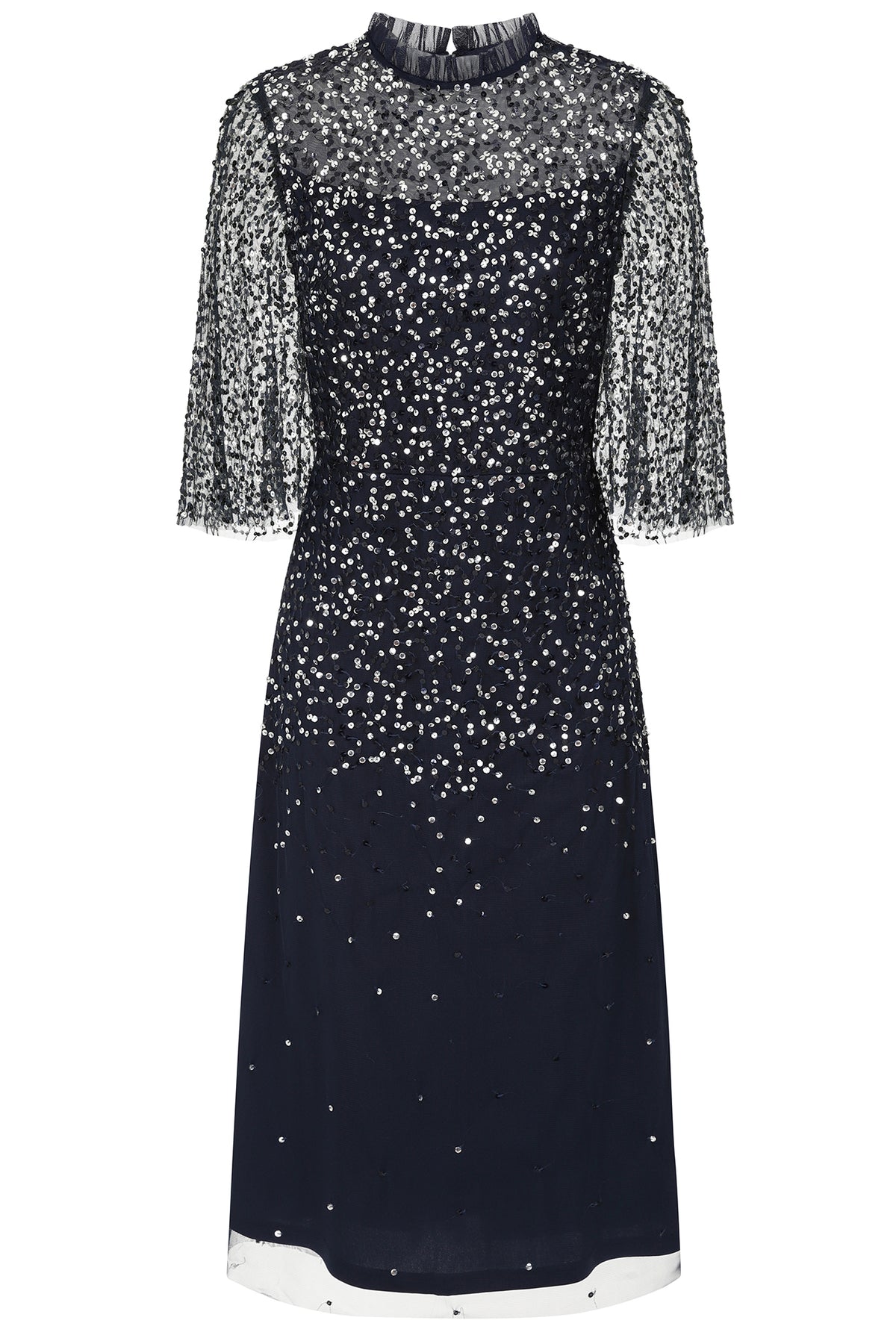 Edna Navy Sequin Midi Dress