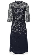 Edna Navy Sequin Midi Dress