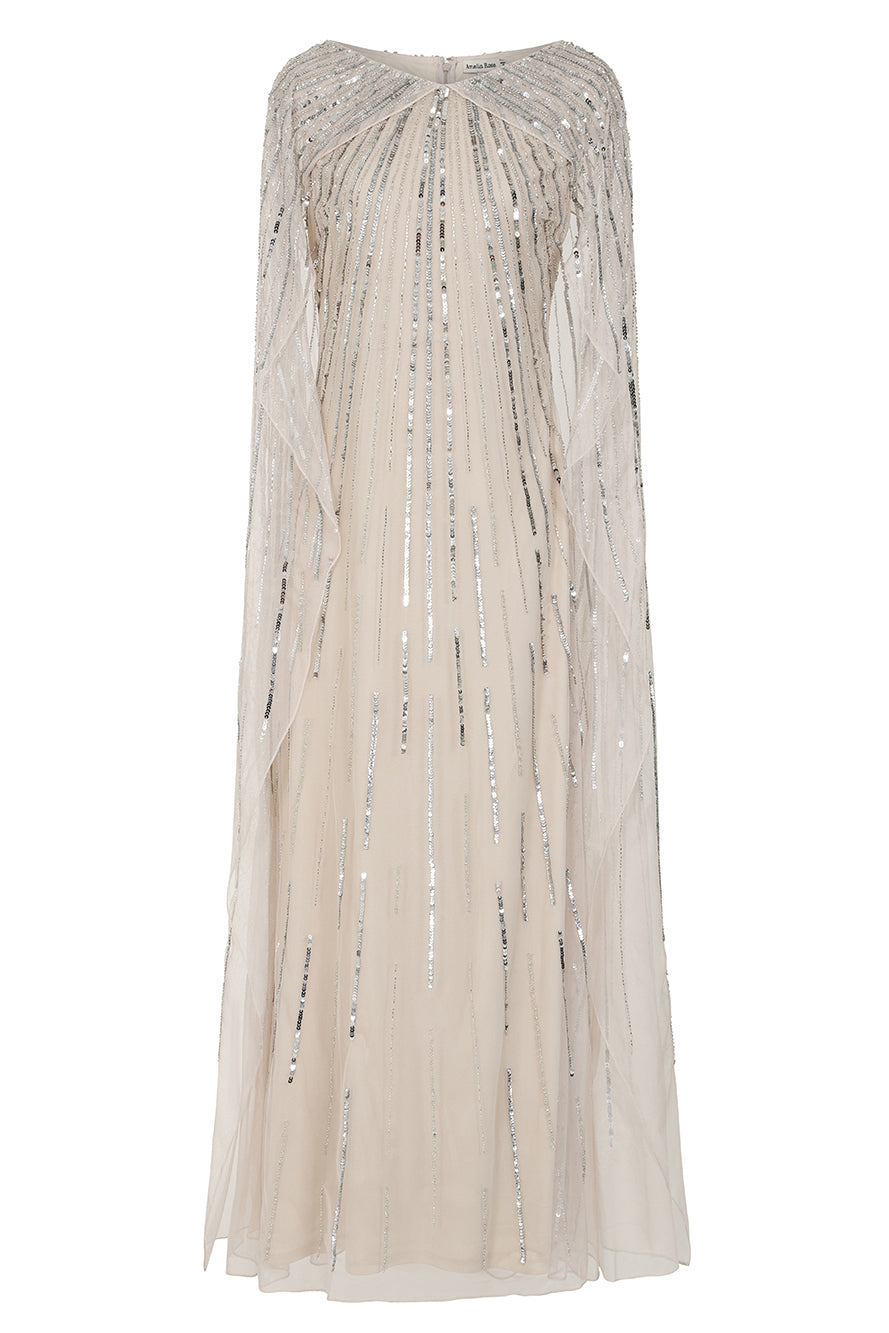 Edna Nude Sequin Cape Sleeve Maxi Dress Frock and Frill Edna Nude Sequin Cape Sleeve Maxi Dress Frock and Frill