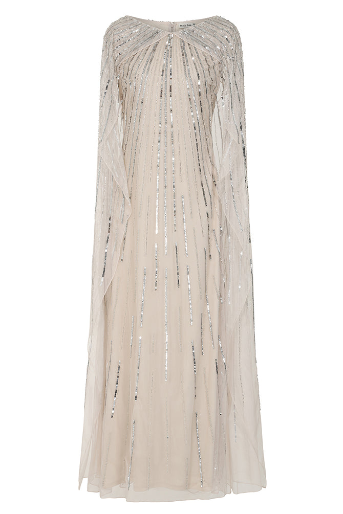 Edna Sequin Cape Sleeve Maxi Dress