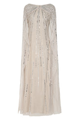 Edna Nude Sequin Cape Sleeve Maxi Dress