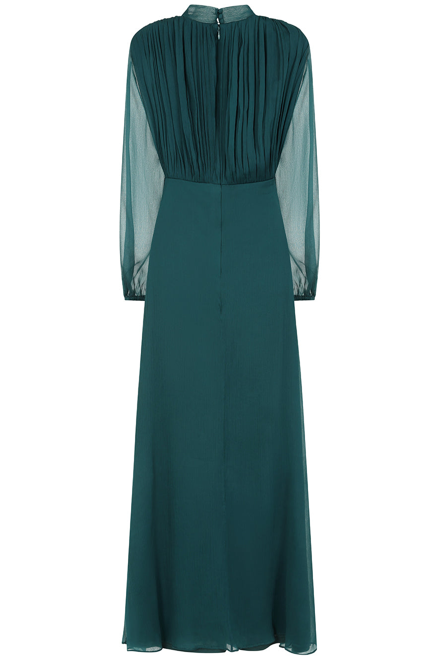 Elaine Green Tie Neck Maxi Dress Frock and Frill Elaine Green Tie Neck Maxi Dress Frock and Frill
