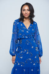 Elena Blue Embellished Maxi Dress