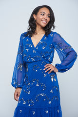 Elena Blue Embellished Maxi Dress
