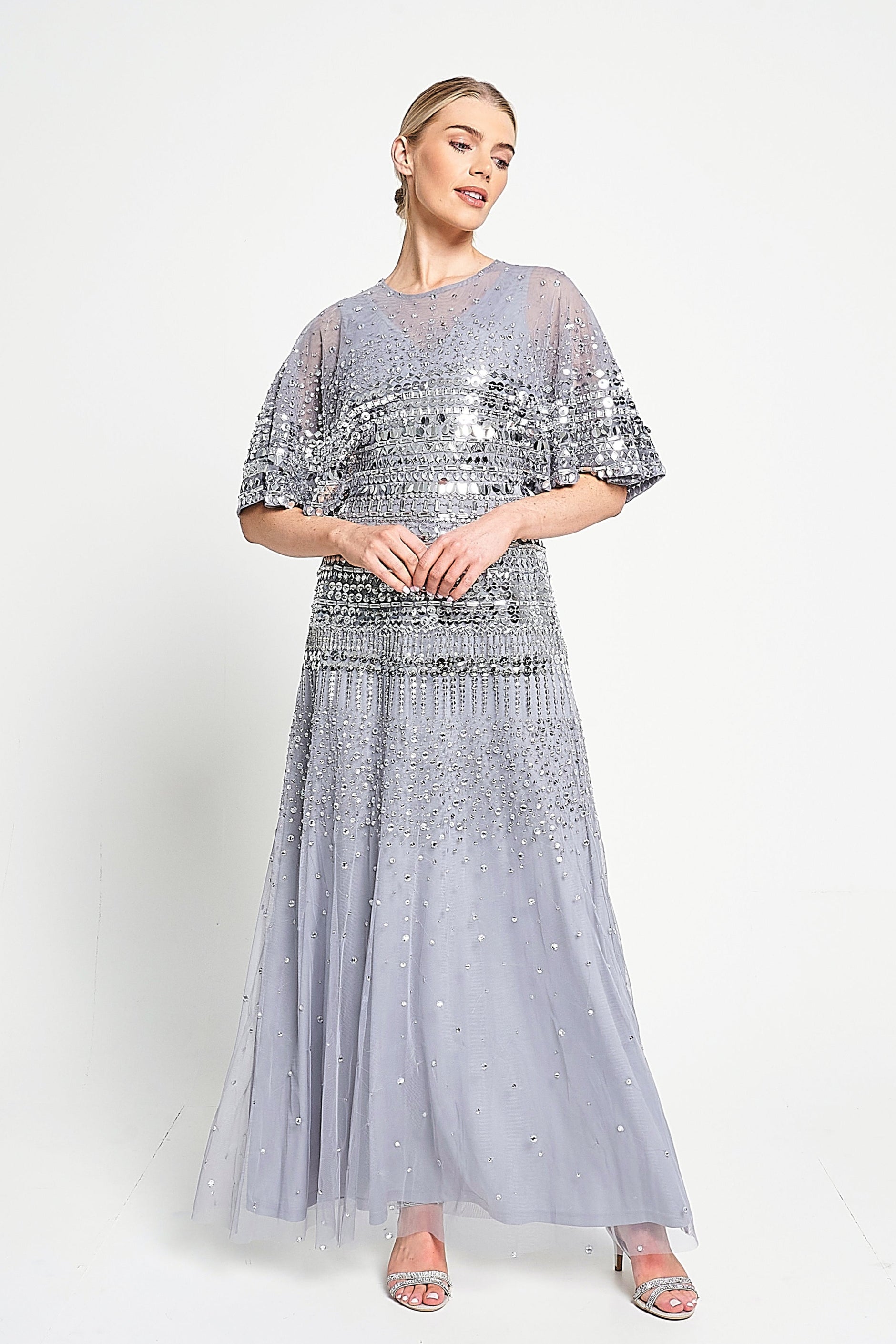 Bridal Dress Joanna Hope Silver Dress Wedding Dress With Cape Adrianna Papell Silver Dress Beaded Mermaid Bridal Dress Joanna Hope Silver Dress Wedding Dress With Cape Adrianna Papell Silver Dress Beaded Mermaid