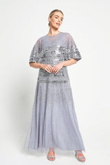 Ella Heather Blue Embellished Maxi Dress