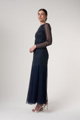 Ellen Navy Embellished Maxi Dress