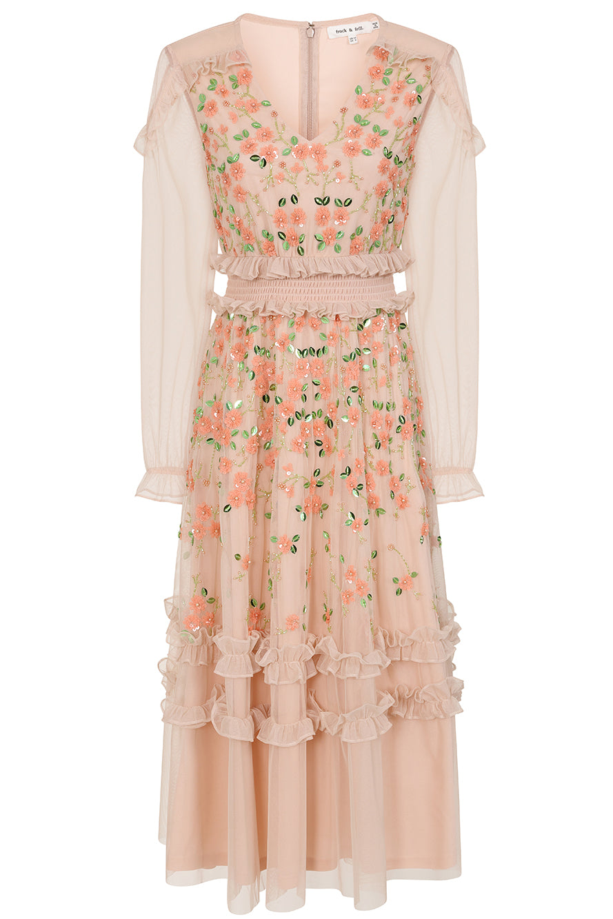 Eloise Blush Floral Embellished Midi Dress Frock and Frill Eloise Blush Floral Embellished Midi Dress Frock and Frill