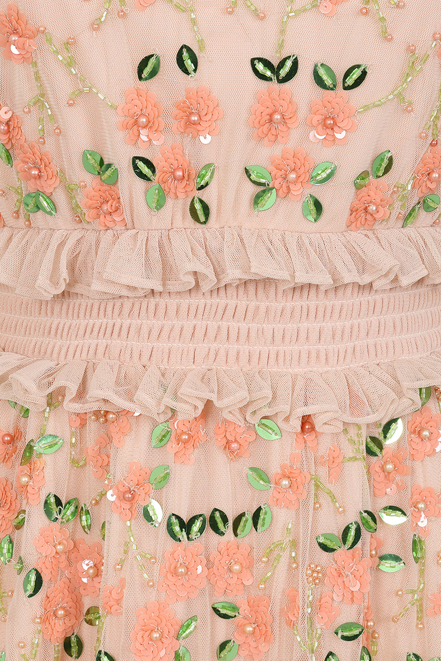 Eloise Blush Floral Embellished Midi Dress