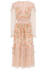 Eloise Blush Floral Embellished Midi Dress