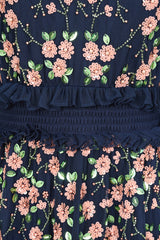 Eloise Navy Floral Embellished Midi Dress 