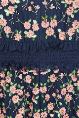 Eloise Navy Floral Embellished Midi Dress 