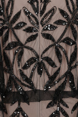 Elva Nude and Black Sequin Maxi Dress